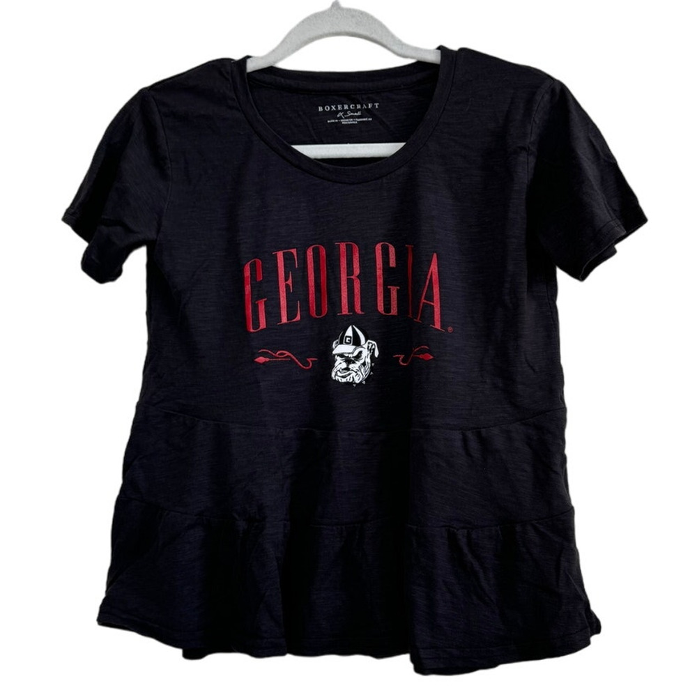 NWT Women's Black/Gray Georgia Bulldogs Willow T-Shirt Tee Boxercraft XS